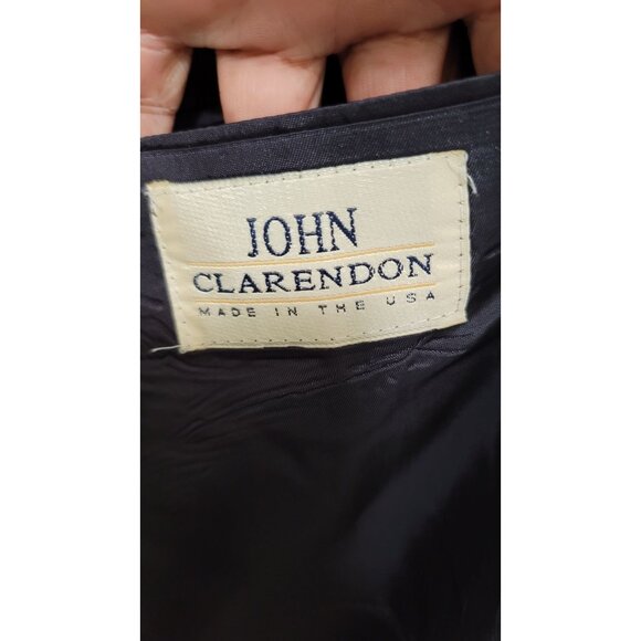 John Clarendon Mens Navy Pinstripe Wool Suit Jacket Size 42L Classic Fit - Picture 13 of 15